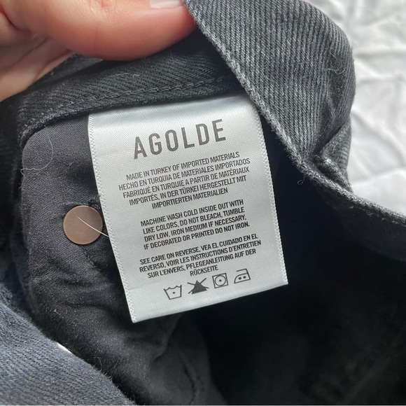 Agolde Black Denim Mid Rise 90's Short Size 24 - Picture 4 of 6